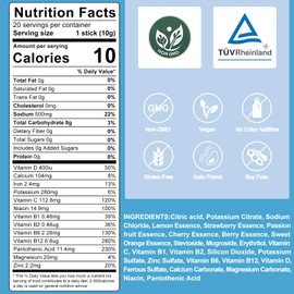 ANSWELL Electrolytes Powder Packets Sugar Free - Liquid Daily IV Drink Mix for Rapid Hydration & Party Recovery | 8 Vitamins & 7 Electrolytes | Non-GMO | No Color Additive |20 Sticks (V2-Lemon)