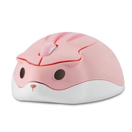 CHUYI Cute Animal Hamster Shape Wireless Silent Mouse Cartoon Mini Portable Travel Mute 1200DPI Novelty Optical Unique Small Cordless Quiet Mice for Computer Laptop PC for Kids Gift (1 Pack-Pink)
