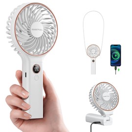 SWEETFULL Handheld Portable Fan, 5000mAh Rechargeable Battery, 6 Speed Wind, LED Digital Display, Foldable Electric Personal Mini Travel Fan with Backup Power, Summer Essentials Gifts for Women Girl