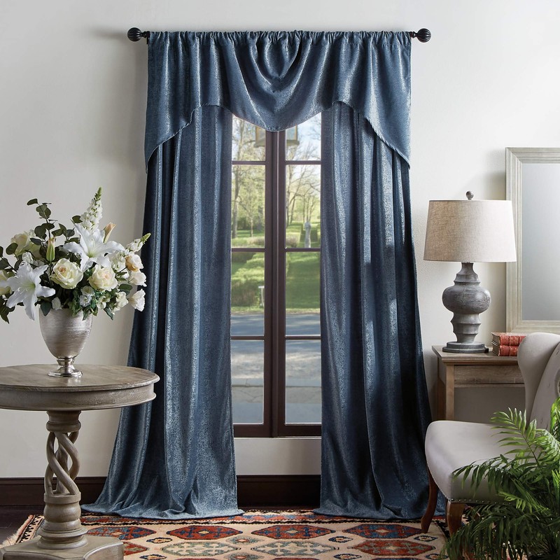 MARTHA STEWART Naples Chenille Solid Back Tab Window Curtain Panel