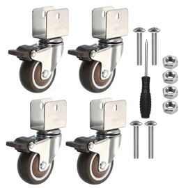 PATIKIL 2" Swivel Caster Wheels with 7/9" U Bracket, 4 Pack 360° Rotation Swivel Wheel with Brake Total Load 165lbs Locking Caster for Cabinet Furniture Table Replacement