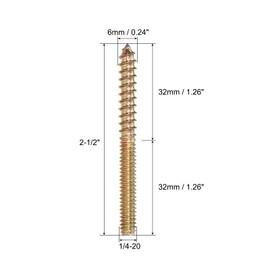 uxcell 1/4-20x2-1/2 Hanger Bolts, 16pcs Double Ended Screws Wood Dowel Screws for Furniture
