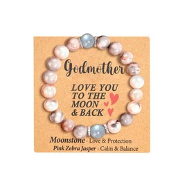 Feuvois Godmother Mothers Day Gifts, Godmother Gift from Godchild - Natural Stone Bracelet, God mother Proposal Gift, Will You be My God mother, Godmothers Bracelet Gifts