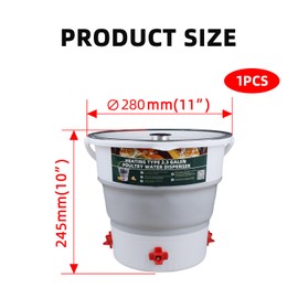 Akso Aoyupe Foldable 2.3 Gallon Chicken Water Bucket, Hanging Type, Suitable for Chickens, Pigeons, Quails, and Other Large Animals 1Pcs.