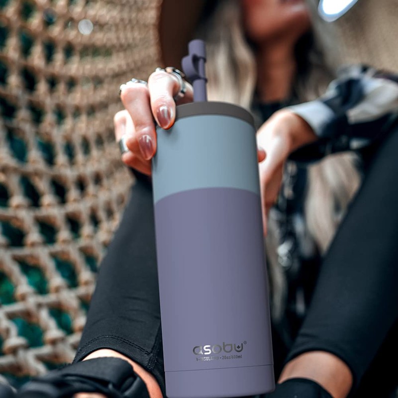asobu Sippy Double Wall Stainless Steel Tumbler with Silicone Flexible