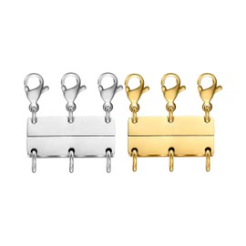 Clysoru Necklace Layering Clasps and Closures for Women Gold and Silver Multiple for Layered Separator Beads Chain Extender Necklaces Bracelet Safety Jewelry Clasp (2 pcs 3 Gold+ 3 Glacier Silver)