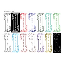 Imagnt Studio Vertical Wine Cellar Decal/Sticker/Mural with Flower/Floral Pattern – Wine Cellar Sign - Vinyl Wall Art Decal - Wine Cellar Décor (Glossy Vinyl, Gold Metallic, 60x23.5 inches)