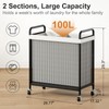 WOWLIVE Rolling Laundry Hamper 2 Section, 100L Laundry Basket with