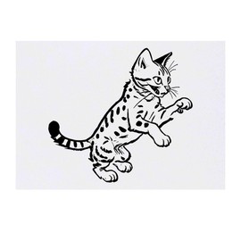 'Egyptian Mau Cat Playing' Temporary Tattoo - Water Resistant, Skin-Safe, Non-Toxic Transfer (TO00071355)