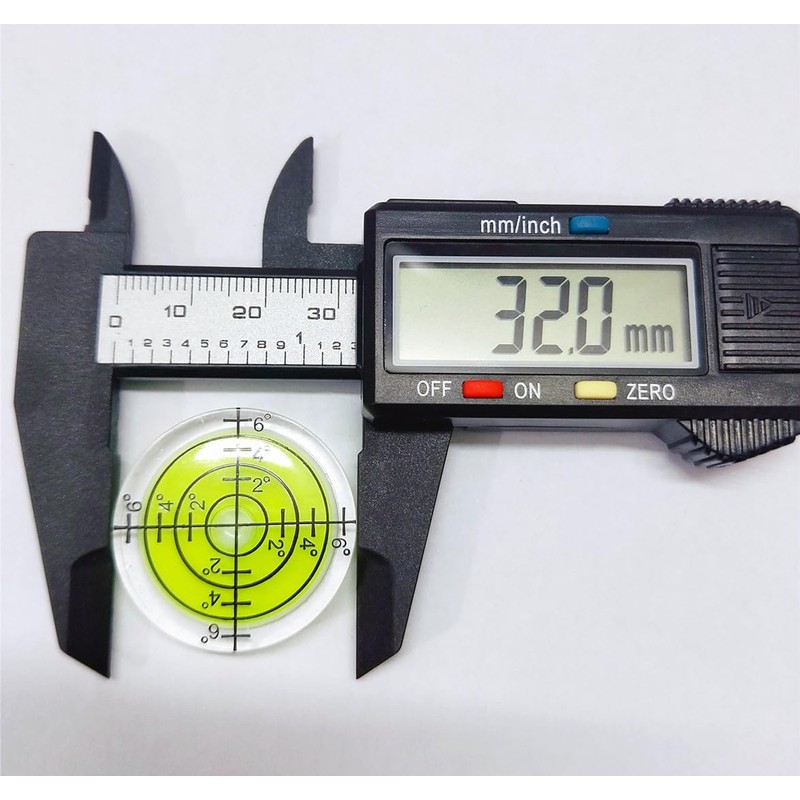 SIZIKJXGHWYI 6Pcs Circular Bubble Spirit Levels 32x7mm Degree Mark Round