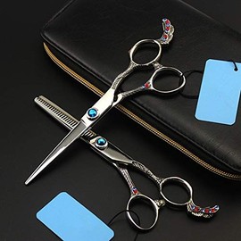 Hair Cutting Scissors, 6 Inch Professional Japan 440c Retro Phoenix Hair Scissors Set Cutting Barber Makeup Thinning Shears Hairdressing Scissors