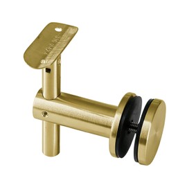 Stainless Steel 316 Grade Glass Mount Adjustable Handrail Bracket for Round Tube Suitable for 1/4” to 1-1/4” (6.5mm-32mm) Thickness Glass (Satin Gold Finish)