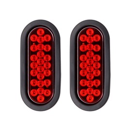 LedVillage 6" Oval Red LED Clearance Lamp Fender Marker Light Flush Mount SMD High Brightness w/Free Plug& Grommet Stop Brake Waterproof for Kenworth Trailer Truck RV Jeep Caravan12v DC [Pack of 2]