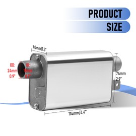 MaxEarn 24 mm Exhaust Muffler, Silver Exhaust Pipe Silencer, Car Diesel Heating Exhaust System for Ebers-pacher We-bas-to Air Parking Heater