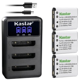 Kastar 3 Pack Battery and LCD Triple USB Charger Compatible with Olympus Stylus 720SW, Stylus 725SW, Stylus 730, Stylus 740, Stylus 750, Stylus 760, Stylus 770SW, Stylus 780, Stylus 790SW