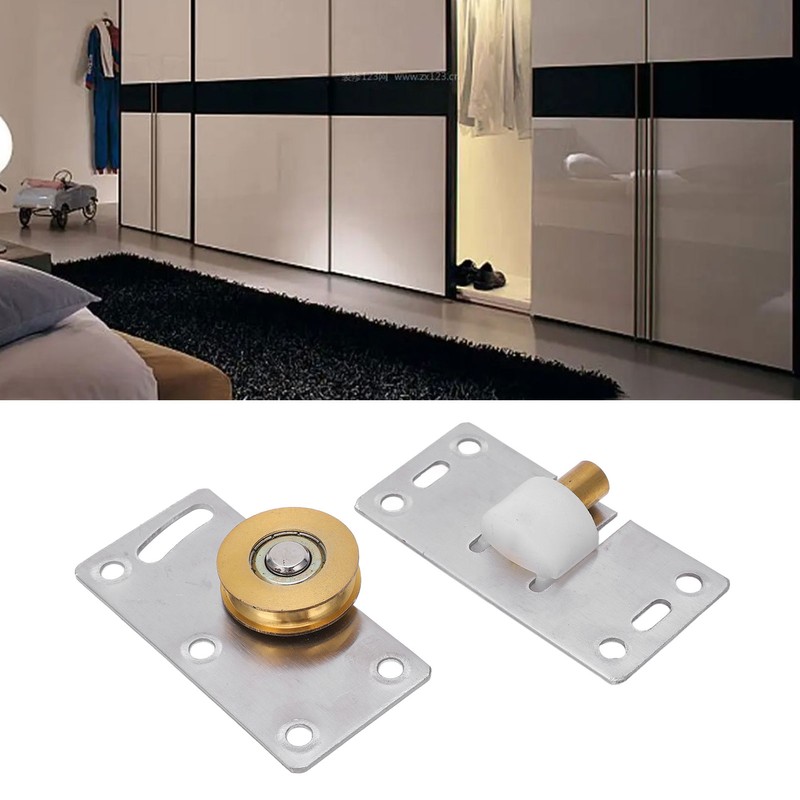 2 Sets Sliding Door Roller Brass Stainless Steel Pulley for