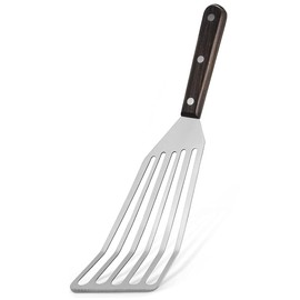 Ramkuwar Fish Spatula with Curved Stainless Steel Blade Thin and Flexible Slotted Kitchen Turner Spatulas with Full Tang Handle Metal Flipper for Flipping Fish Egg Pancake 2X32X9CM Big Turner