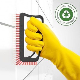 Fuginator Scrub Brush for Tile and Grout: Stiff Nylon Bristle Scrubbing Brush - Bathtub and Shower Scrubber for Floor Joints and Tile Seams - Cleaning Brush (Gray/Orange)