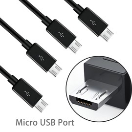 GELRHONR Short Micro USB Splitter Cable,4 in 1 USB 2.0 A Male to Four Micro USB Male Charging Cord Multi Micro USB Data Sync Adapter Cable Split Micro USB Connection Wire (Black-0.5m-4 Mrico)