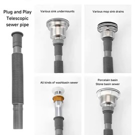 YIOVVOM 1-1/4 Inch Angle Simple Flexible and Expandable Drain Pipe Tube S Trap, Universal Plastic Angle Simple Extension Tube for Kitchen Bathroom Sink Sewer Drain Wash Basin Bathroom Sink Tube