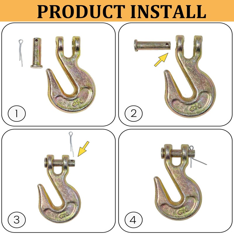 4 Pack 1/4 Inch Clevis Grab Hooks, Yeeson Heavy Duty