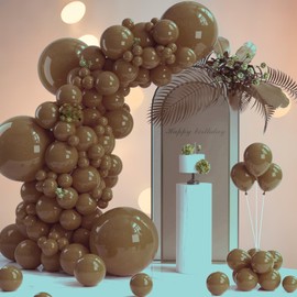 130pcs Dark Brown Balloons Arch Kit, Different Sizes 18" 12" 10" 5"Brown Latex Balloons Garland for Birthday Graduation Baby Shower Wedding Party Decorations (With 2 Ribbons)