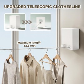 Retractable Clothesline, Retractable Clothesline Indoor, Stainless Steel Travel Clothesline, Not Sagging, Suitable for Balconies, Courtyards, Laundry Rooms, RVs, Yachts, etc
