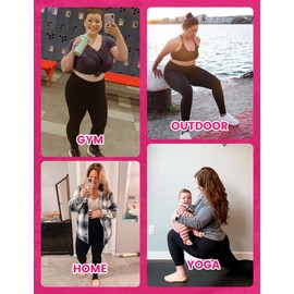 Viconow Compression Leggings for Women with Pockets, Tummy Control High Waisted Plus Size Shapewear Yoga Pants(S-3XL) Black