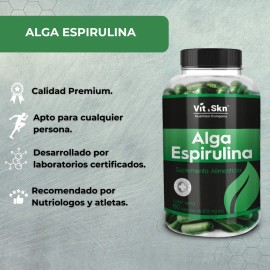 Alga Espirulina Skin Vit - Súper Premium De 60 Cápsulas Sabor Sin Sabor