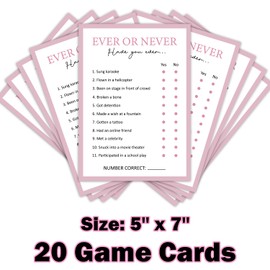 haipino Ever or Never - Birthday Party Games, Women's Night Games Party Decor Favor, 20 Game Cards Set, Birthday Games Cards for Teens Adults Daughter, Sleepover Party Supplies for Women -Y007