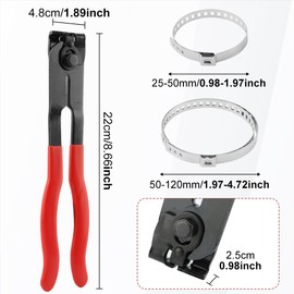 Ranjaner CV Boot Clamp Plier with 10PCS Stainless Steel Boot Clamps, Small and Large Stainless Steel Universal Adjustable Drive Shaft CV Boot Crimp Clamp Collar Pliers for Most Cars