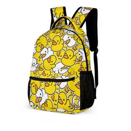 ZCJB-WSRY Duck Backpack for Kids Girls Boys School, 16 Inches Cute Duck Theme Bookbag, Adjustable, Lightweight, Large Capacity, Colorful Duck Backpack for School