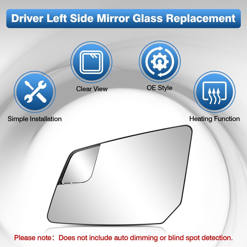 TOP-MAX Driver Side Mirror Glass Replacement For GMC Acadia Chevy