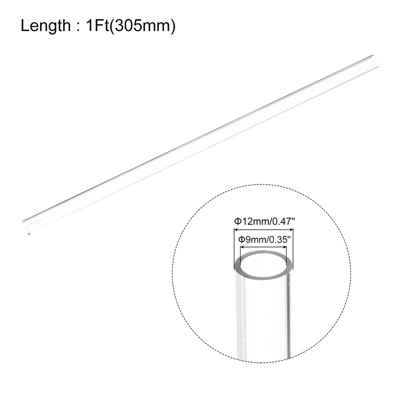 sourcing map 2pcs Clear Rigid Tubing Pipe 9mm ID x