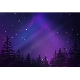 7x5ft Purple Starry Night Forest Backdrop Starry Sky Dreamy Forest Fir Trees Pine Trees Photography Background Beautiful Galaxy Stars Parties Events Decor Newborn Baby Shower Photo Studio Props