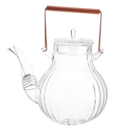 PRETYZOOM 800ml Copper Handle Glass Teapot Stovetop Tea Brewing Pot Design
