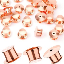 30 Pieces Pin Holder Keepers Clasp Needle Back Lock Flat Head clamp Badge Fastener Tie Tack Lapel Brooch Enamel Lapel Pins Lock and DIY Crafts,Without Needle - Gold - Color: Rose Gold