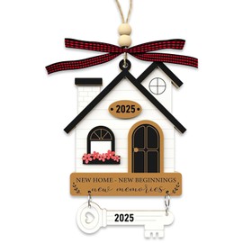 New Home Gift Ideas, 2025 New Homes Decor - New Homeowner Men's and Women's Relocation Gifts, New Home Couple's First, Wooden Hanging Craft Decoration (black-A)