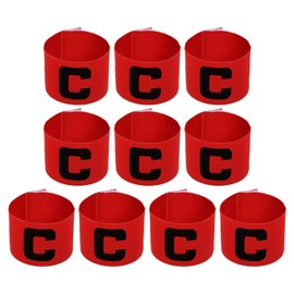 PATIKIL 11.8 x 2.8 Inch Football Captain Bracelet Pack of 10 Nylon Elastic Bracelet Badge Red