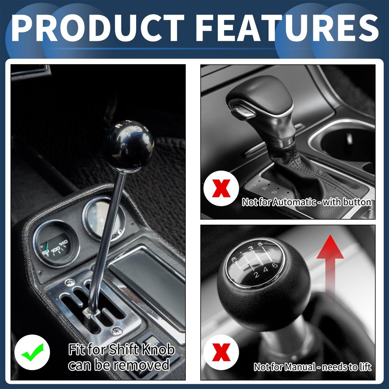 INFINAUTO Car Shift Knob 25cm Universal Auto Manual Car Gear