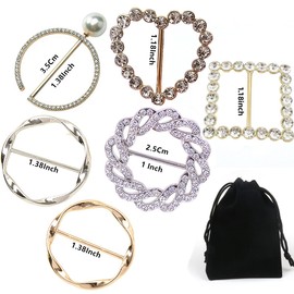 6PCS Scarf Tie Ring Buckle Clothes Corner Clips Metal Rhinestone Scarf Tie Clothes Corner Knotted Button For Women Girls Decorative Accessories