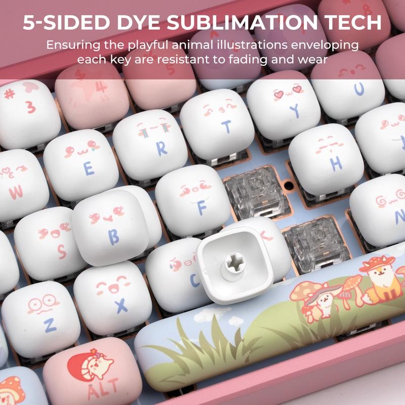 XVX Fox Party Pink Cute MOG Dye-Sub PBT Keycaps (138
