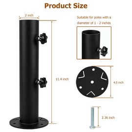 VANROUG Universal Granite Umbrella Stand Tube Outdoor, Stone Umbrella Tube Base, Table Umbrella Tube Bracket, DIY Metal Tube Umbrella Mount, Marble Flag Pole Stake Holder