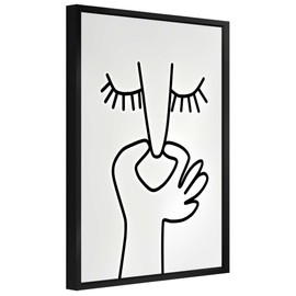 lixinxuyang Funny Bathroom Wall Art Minimalist Line Black and White Wall Decor for Bathroom The Toilet Canvas Wall Art Farmhouse Wall Decor 12x16in, Waterproof Metal Frame