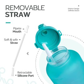 Grofilo 2Liter Water Bottle Gradiant Color With Straw And Motivational Bottle Portable Mouth And Flip To Open Lid One Hand Drink For Gym, Yoga, Travel And Any Other Use - Multicolor (Pack Of 1)