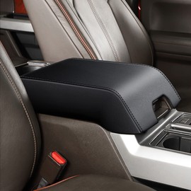 TTX LIGHTING Car Armrest Cover for 2016 2017 2018 2019 2020 Ford F-150, Automotive Center Console Cover, Waterproof Faux Leather Car Armrest Cover Seat Box Protector(Black)