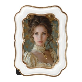 PHAREGE 4x6 Vintage Picture Frame White Gold, Ornate Antique Picture Frame for 4x6 Photo, Retro Photo Frame for Tabletop Wall Vertical or Horizontal Display, 1 Pack