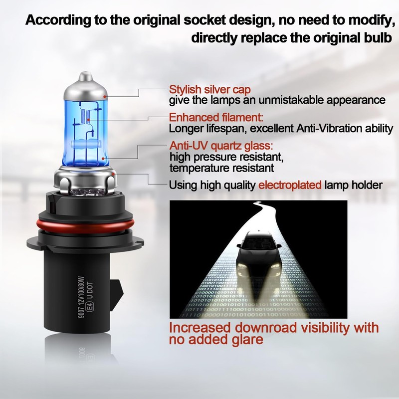 WinPower 9007 HB5 Halogen Bulbs, 100/80w 5500K White High Performance