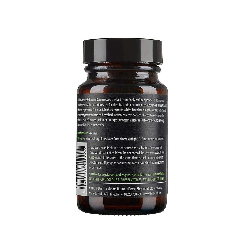 Kiki Health Activated Charcoal Powder Capsules, 60-Count