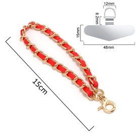 TENOC Metal Phone Wrist Strap, Universal Cellphone Lanyard with Tether Tab,Hands-Free Wristlet Bracelet, Anti Theft Phone Chain for Women, Red